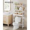 imageSONGMICS Over The Toilet Storage 3Tier Over Toilet Bathroom Organizer with Adjustable Shelf 102 x 248 x 669 Inches SpaceSaving Gray UBTS001G01Cloud White  Natural Beige