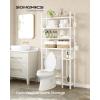 imageSONGMICS Over The Toilet Storage 3Tier Over Toilet Bathroom Organizer with Adjustable Shelf 102 x 248 x 669 Inches SpaceSaving Gray UBTS001G01Cloud White