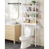 imageSONGMICS Over The Toilet Storage 3Tier Over Toilet Bathroom Organizer with Adjustable Shelf 102 x 248 x 669 Inches SpaceSaving Gray UBTS001G01Cloud White