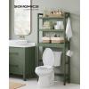 imageSONGMICS Over The Toilet Storage 3Tier Over Toilet Bathroom Organizer with Adjustable Shelf 102 x 248 x 669 Inches SpaceSaving Gray UBTS001G01Forest Green
