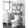 imageSONGMICS Over The Toilet Storage 3Tier Over Toilet Bathroom Organizer with Adjustable Shelf 102 x 248 x 669 Inches SpaceSaving Gray UBTS001G01Grey