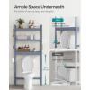 imageSONGMICS Over The Toilet Storage 3Tier Over Toilet Bathroom Organizer with Adjustable Shelf 102 x 248 x 669 Inches SpaceSaving Gray UBTS001G01Grey