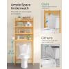 imageSONGMICS Over The Toilet Storage 3Tier Over Toilet Bathroom Organizer with Adjustable Shelf 102 x 248 x 669 Inches SpaceSaving Gray UBTS001G01Natural Beige