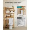 imageSONGMICS Over The Toilet Storage 3Tier Over Toilet Bathroom Organizer with Adjustable Shelf 102 x 248 x 669 Inches SpaceSaving Gray UBTS001G01Natural Beige