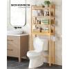 imageSONGMICS Over The Toilet Storage 3Tier Over Toilet Bathroom Organizer with Adjustable Shelf 102 x 248 x 669 Inches SpaceSaving Gray UBTS001G01Natural Beige