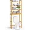 imageSONGMICS Over The Toilet Storage 3Tier Over Toilet Bathroom Organizer with Adjustable Shelf 102 x 248 x 669 Inches SpaceSaving Gray UBTS001G01Natural Beige