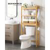 imageSONGMICS Over The Toilet Storage 3Tier Over Toilet Bathroom Organizer with Adjustable Shelf 102 x 248 x 669 Inches SpaceSaving Gray UBTS001G01Natural Beige