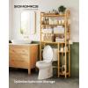 imageSONGMICS Over The Toilet Storage 3Tier Over Toilet Bathroom Organizer with Adjustable Shelf 102 x 248 x 669 Inches SpaceSaving Gray UBTS001G01Natural Beige