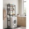 imageSONGMICS OverTheToilet Storage 3Tier Bathroom Organizer Over Toilet with Adjustable Shelves Hooks Bamboo Freestanding Space Saver Bathroom Shelves Rustic Brown and Ink Black UBTS012B01Rustic Brown  Ink Black
