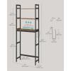 imageSONGMICS OverTheToilet Storage 3Tier Bathroom Organizer Over Toilet with Adjustable Shelves Hooks Bamboo Freestanding Space Saver Bathroom Shelves Rustic Brown and Ink Black UBTS012B01Rustic Brown  Ink Black