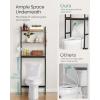 imageSONGMICS OverTheToilet Storage 3Tier Bathroom Organizer Over Toilet with Adjustable Shelves Hooks Bamboo Freestanding Space Saver Bathroom Shelves Rustic Brown and Ink Black UBTS012B01Rustic Brown  Ink Black