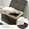 imageSONGMICS Storage Basket with Lid 423 Gallon 160L Storage Bin Woven Blanket Storage Basket with Handles Foldable Removable Liner Metal Frame for Bedroom Laundry Room Brown URST76BRBrown