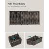 imageSONGMICS Storage Basket with Lid 423 Gallon 160L Storage Bin Woven Blanket Storage Basket with Handles Foldable Removable Liner Metal Frame for Bedroom Laundry Room Brown URST76BRBrown