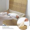 imageSONGMICS Storage Basket with Lid 423 Gallon 160L Storage Bin Woven Blanket Storage Basket with Handles Foldable Removable Liner Metal Frame for Bedroom Laundry Room Brown URST76BRNatural