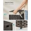 imageSONGMICS Storage Basket with Lid 423 Gallon 160L Storage Bin Woven Blanket Storage Basket with Handles Foldable Removable Liner Metal Frame for Bedroom Laundry Room Brown URST76BRBrown