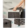 imageSONGMICS Storage Basket with Lid 423 Gallon 160L Storage Bin Woven Blanket Storage Basket with Handles Foldable Removable Liner Metal Frame for Bedroom Laundry Room Brown URST76BRBrown