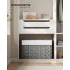 imageSONGMICS Storage Basket with Lid 423 Gallon 160L Storage Bin Woven Blanket Storage Basket with Handles Foldable Removable Liner Metal Frame for Bedroom Laundry Room Brown URST76BRGray