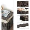 imageSONGMICS Storage Basket with Lid 423 Gallon 160L Storage Bin Woven Blanket Storage Basket with Handles Foldable Removable Liner Metal Frame for Bedroom Laundry Room Brown URST76BRBrown
