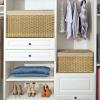 imageSONGMICS Storage Basket with Lid 423 Gallon 160L Storage Bin Woven Blanket Storage Basket with Handles Foldable Removable Liner Metal Frame for Bedroom Laundry Room Brown URST76BRNatural