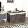 imageSONGMICS Storage Basket with Lid 423 Gallon 160L Storage Bin Woven Blanket Storage Basket with Handles Foldable Removable Liner Metal Frame for Bedroom Laundry Room Brown URST76BRBrown