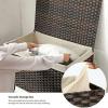 imageSONGMICS Storage Basket with Lid 423 Gallon 160L Storage Bin Woven Blanket Storage Basket with Handles Foldable Removable Liner Metal Frame for Bedroom Laundry Room Brown URST76BRBrown