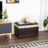 imageSONGMICS Storage Basket with Lid 423 Gallon 160L Storage Bin Woven Blanket Storage Basket with Handles Foldable Removable Liner Metal Frame for Bedroom Laundry Room Brown URST76BRBrown