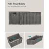 imageSONGMICS Storage Basket with Lid 423 Gallon 160L Storage Bin Woven Blanket Storage Basket with Handles Foldable Removable Liner Metal Frame for Bedroom Laundry Room Brown URST76BRGray