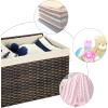 imageSONGMICS Storage Basket with Lid 423 Gallon 160L Storage Bin Woven Blanket Storage Basket with Handles Foldable Removable Liner Metal Frame for Bedroom Laundry Room Brown URST76BRBrown