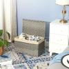 imageSONGMICS Storage Basket with Lid 423 Gallon 160L Storage Bin Woven Blanket Storage Basket with Handles Foldable Removable Liner Metal Frame for Bedroom Laundry Room Brown URST76BRGray