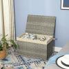 imageSONGMICS Storage Basket with Lid 423 Gallon 160L Storage Bin Woven Blanket Storage Basket with Handles Foldable Removable Liner Metal Frame for Bedroom Laundry Room Brown URST76BRGray