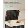 imageSONGMICS Storage Basket with Lid 423 Gallon 160L Storage Bin Woven Blanket Storage Basket with Handles Foldable Removable Liner Metal Frame for Bedroom Laundry Room Brown URST76BRBrown