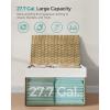 imageSONGMICS Storage Basket with Lid 423 Gallon 160L Storage Bin Woven Blanket Storage Basket with Handles Foldable Removable Liner Metal Frame for Bedroom Laundry Room Brown URST76BRNatural