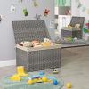 imageSONGMICS Storage Basket with Lid 423 Gallon 160L Storage Bin Woven Blanket Storage Basket with Handles Foldable Removable Liner Metal Frame for Bedroom Laundry Room Brown URST76BRGray