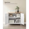 imageSONGMICS Storage Cabinet Floor Standing Cabinet with Door 157 x 315 x 299 Inches Adjustable Shelf SpaceSaving Sideboard Industrial Style Natural Beige and White LSC102W57Natural Beige  White