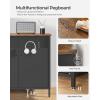 imageSONGMICS Storage Cabinet Floor Standing Cabinet with Door 157 x 315 x 299 Inches Adjustable Shelf SpaceSaving Sideboard Industrial Style Natural Beige and White LSC102W57Rustic Brown  Black