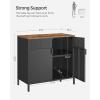 imageSONGMICS Storage Cabinet Floor Standing Cabinet with Door 157 x 315 x 299 Inches Adjustable Shelf SpaceSaving Sideboard Industrial Style Natural Beige and White LSC102W57Rustic Brown  Black