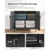 imageSONGMICS Storage Cabinet Floor Standing Cabinet with Door 157 x 315 x 299 Inches Adjustable Shelf SpaceSaving Sideboard Industrial Style Natural Beige and White LSC102W57Rustic Brown  Black