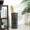 imageSONGMICS Umbrella Stand Holder for Entryway Steel Round Rack Organizer Freestanding for Canes Walking Sticks with Detachable Drip Tray 4 Hooks Black ULUC20BBlack