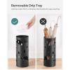 imageSONGMICS Umbrella Stand Metal Umbrella Holder for Entryway with Water Tray and 4 Hooks 67 x 67 x 161 Inches Round Black ULUC024B01Black
