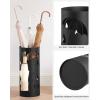 imageSONGMICS Umbrella Stand Metal Umbrella Holder for Entryway with Water Tray and 4 Hooks 67 x 67 x 161 Inches Round Black ULUC024B01Black