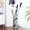 imageSONGMICS Umbrella Stand Metal Umbrella Holder for Entryway with Water Tray and 4 Hooks 67 x 67 x 161 Inches Round Black ULUC024B01Silver Gray
