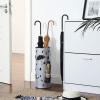 imageSONGMICS Umbrella Stand Metal Umbrella Holder for Entryway with Water Tray and 4 Hooks 67 x 67 x 161 Inches Round Black ULUC024B01Silver Gray
