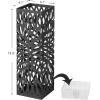 imageSONGMICS Umbrella Stand Umbrella Holder for Entryway Steel Square Umbrella Rack Organizer Freestanding for Canes Walking Sticks with a Detachable Drip Tray 4 Hooks Black ULUC48B61D x 61W x 193H