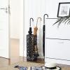 imageSONGMICS Umbrella Stand Umbrella Holder for Entryway Steel Square Umbrella Rack Organizer Freestanding for Canes Walking Sticks with a Detachable Drip Tray 4 Hooks Black ULUC48B61D x 61W x 193H