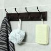 imageSONGMICS Wall Mounted Coat Rack Hook Rack with 4 TriHooks for Clothes Keys Hats Purses in The Entryway Bathroom Closet Room Dark Brown ULHR30ZDark Brown