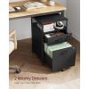 imageVASAGLE File Cabinet Mobile Filing Cabinet with Wheels 2 Lockable Drawers Open Shelf for A4 Letter Size Hanging File Folders Ink Black UOFC077B16Ink Black