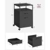 imageVASAGLE File Cabinet Mobile Filing Cabinet with Wheels 2 Lockable Drawers Open Shelf for A4 Letter Size Hanging File Folders Ink Black UOFC077B16Ink Black