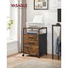 imageVASAGLE File Cabinet Mobile Filing Cabinet with Wheels 2 Lockable Drawers Open Shelf for A4 Letter Size Hanging File Folders Ink Black UOFC077B16Rustic Brown  Ink Black