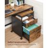 imageVASAGLE File Cabinet Mobile Filing Cabinet with Wheels 2 Lockable Drawers Open Shelf for A4 Letter Size Hanging File Folders Ink Black UOFC077B16Rustic Brown  Ink Black