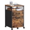 imageVASAGLE File Cabinet Mobile Filing Cabinet with Wheels 2 Lockable Drawers Open Shelf for A4 Letter Size Hanging File Folders Ink Black UOFC077B16Rustic Brown  Ink Black